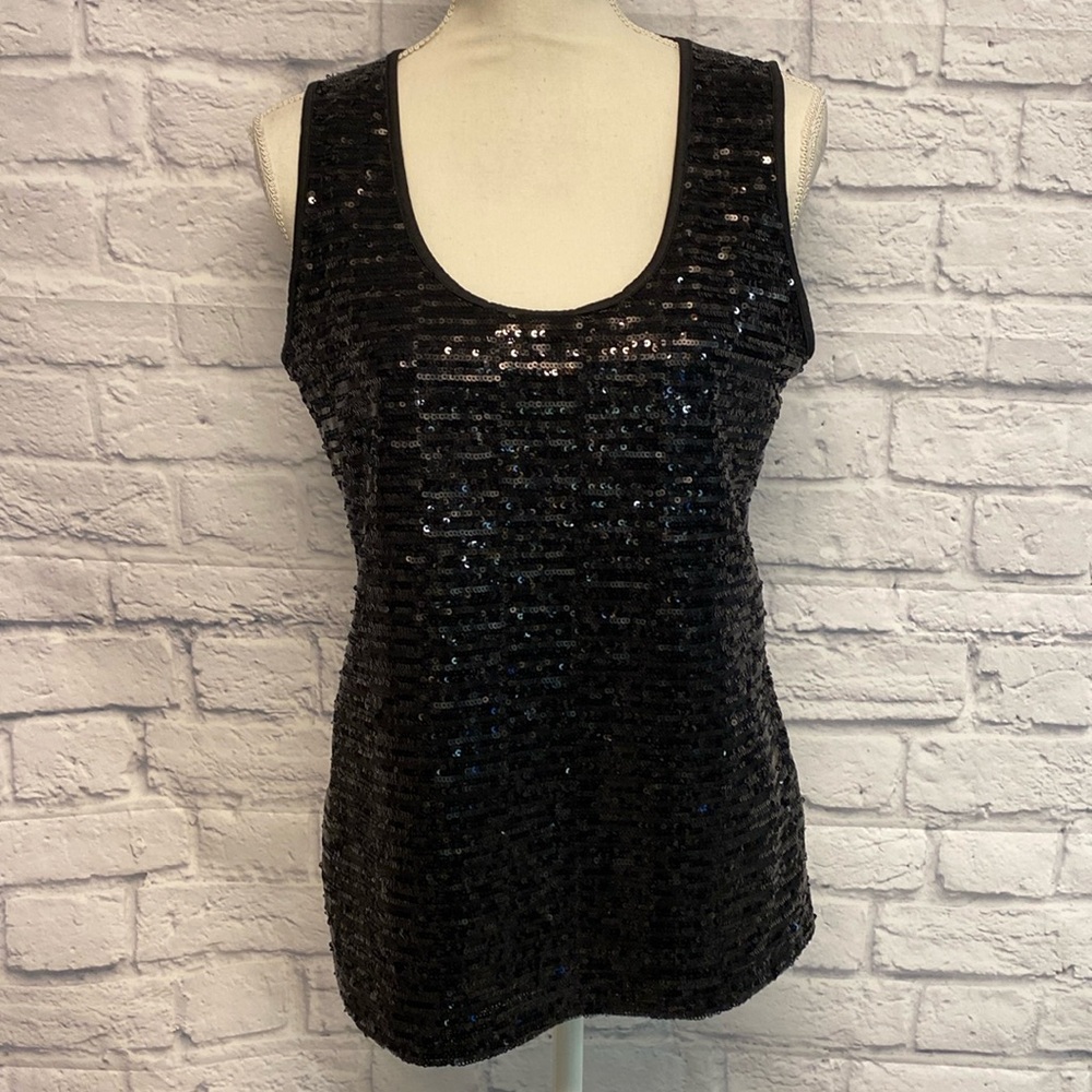 Jones New York Black Sequin Tank Size Medium
